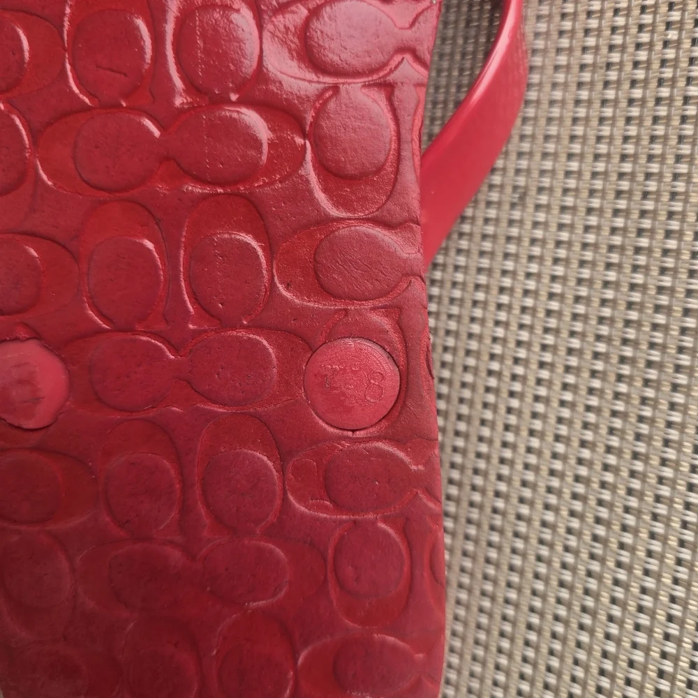 Coach Red Floral Rubber Flip Flops - Picture 7 of 7
